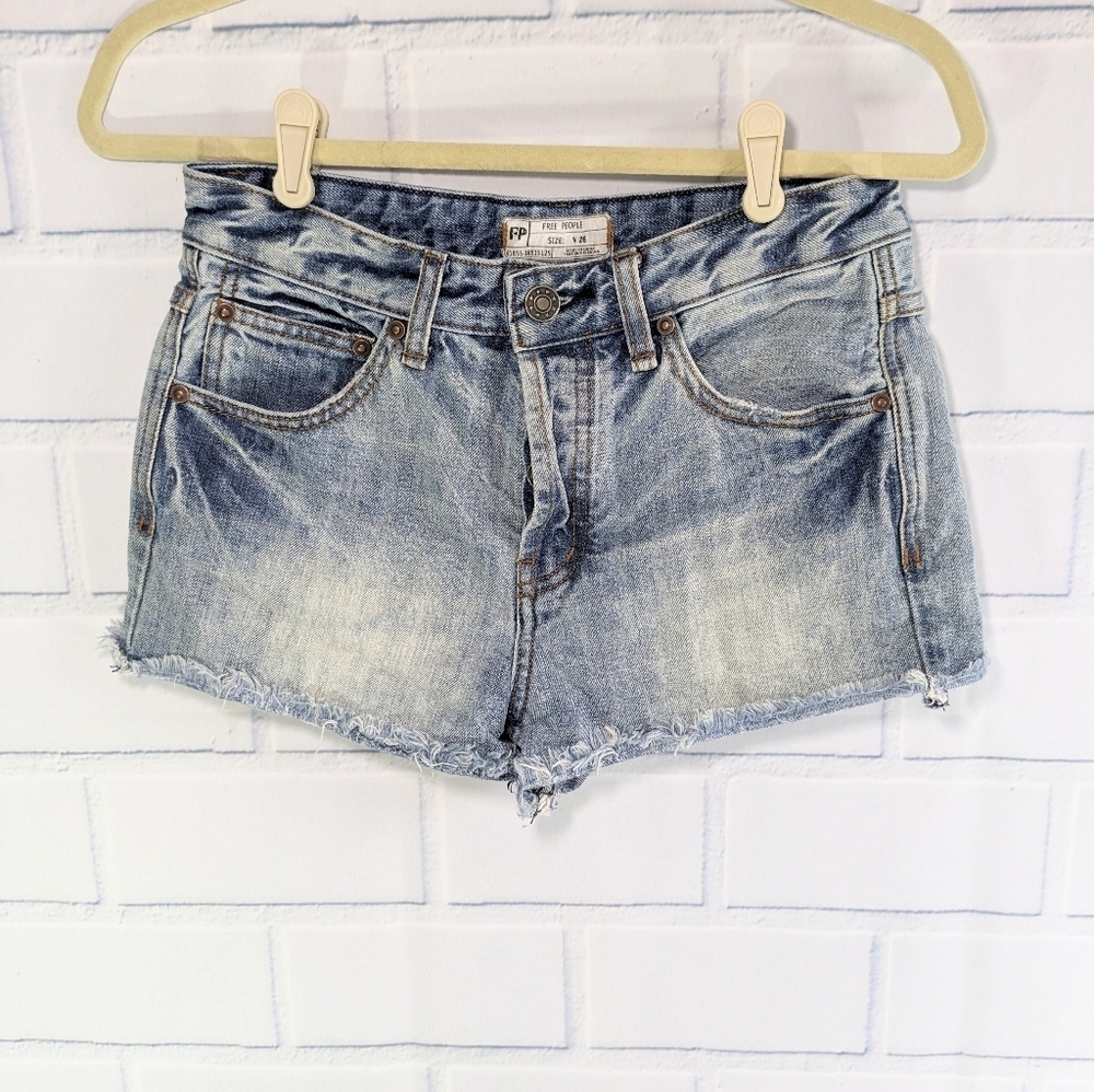 Free People Button Fly Distressed Cut Off Shorts